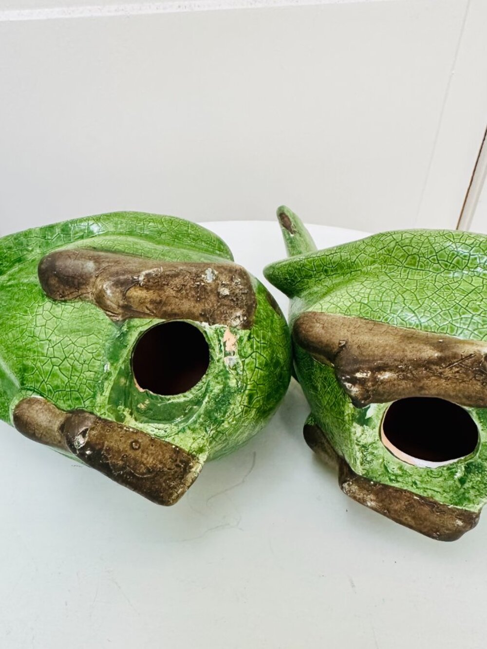 Pier 1 Green Crackle Glaze Bird Figurines Set Cottagecore Farmhouse Decor - Picture 14 of 14